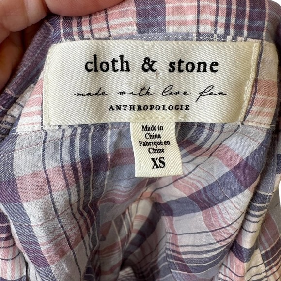 Anthropologie Cloth & Stone Aliya Tie Waist Crop Blouse Button Down Extra Small - Picture 5 of 10